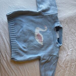 Little English light blue Sweater with Swan Design